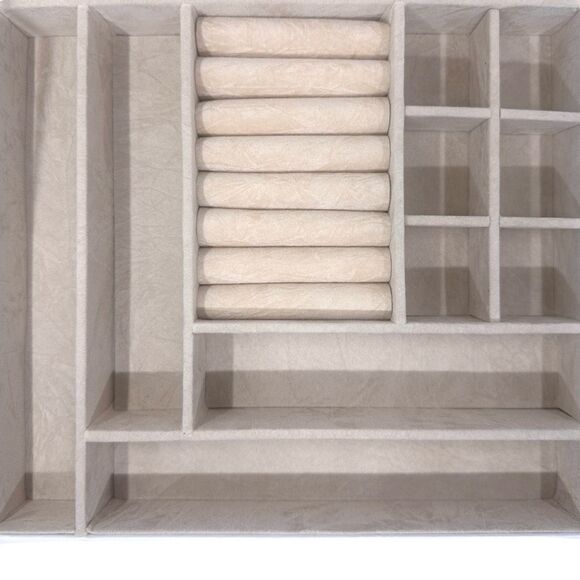 Glass Lid 3-Layer Jewelry Box Organizer - 8” x 9.1” x 5.3” - White - Picture 5 of 8